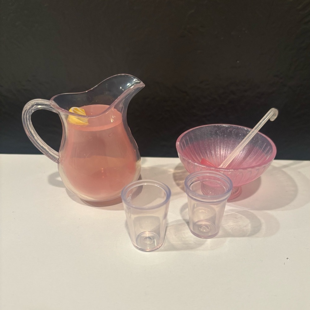 Our Generation Pink Glass Pitcher and Serving Set